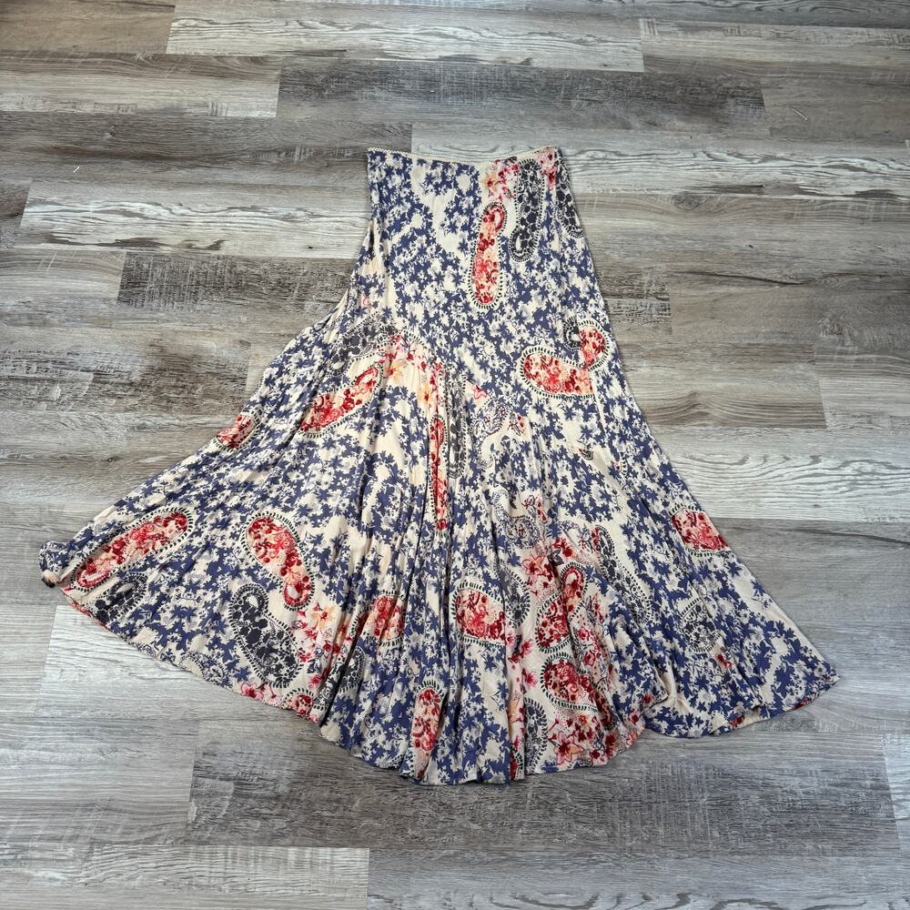 Vintage Y2K Lola P Paisley Floral Maxi Skirt Handkerchief Hem Boho Fairycore S